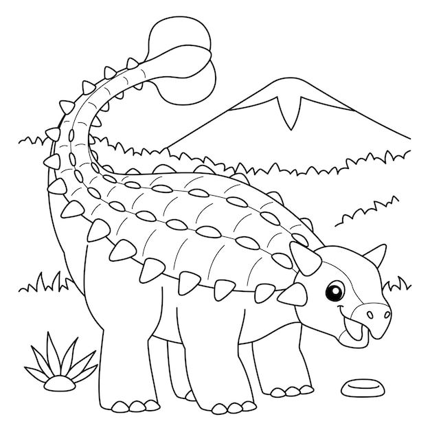 Premium Vector | Ankylosaurus coloring page for kids