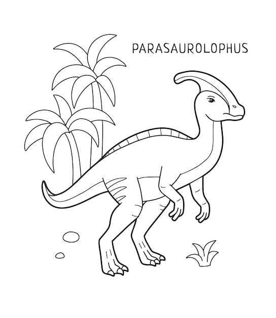 Premium Vector | Parasaurolophus dinosaur coloring page for kids