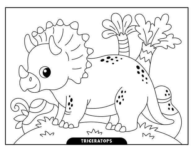 Premium Vector | Triceratops coloring pages for kids