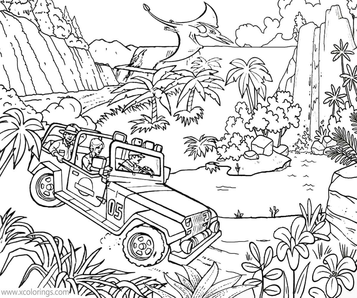 Traveling LEGO Jurassic World Coloring Pages - XColorings.com