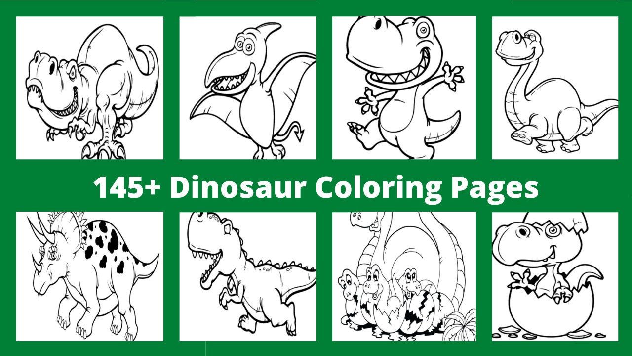 145+ Dinosaur Coloring Pages: Roaring Prehistoric Fun - Printable & Digital - Instant Download!