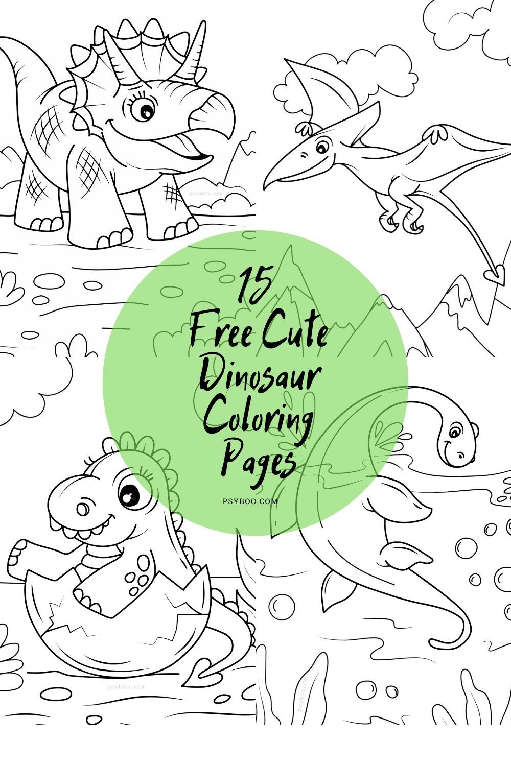 15 Cute Dinosaur Coloring Pages for FREE