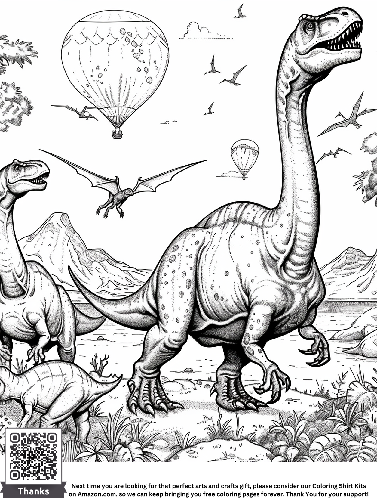 "2000+ FREE Printable Dinosaur Coloring Pages – Black and White Fill