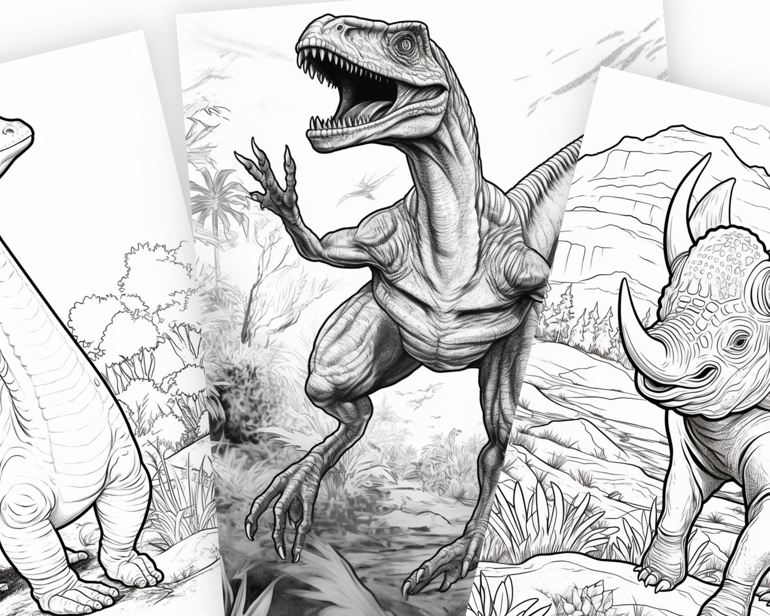 30+ Dinosaur Coloring Book, Dino Adventure Coloring Book, Printable PDF, Dinosaur Activity, Prehistoric Wonders coloring pages, 1 Full Color