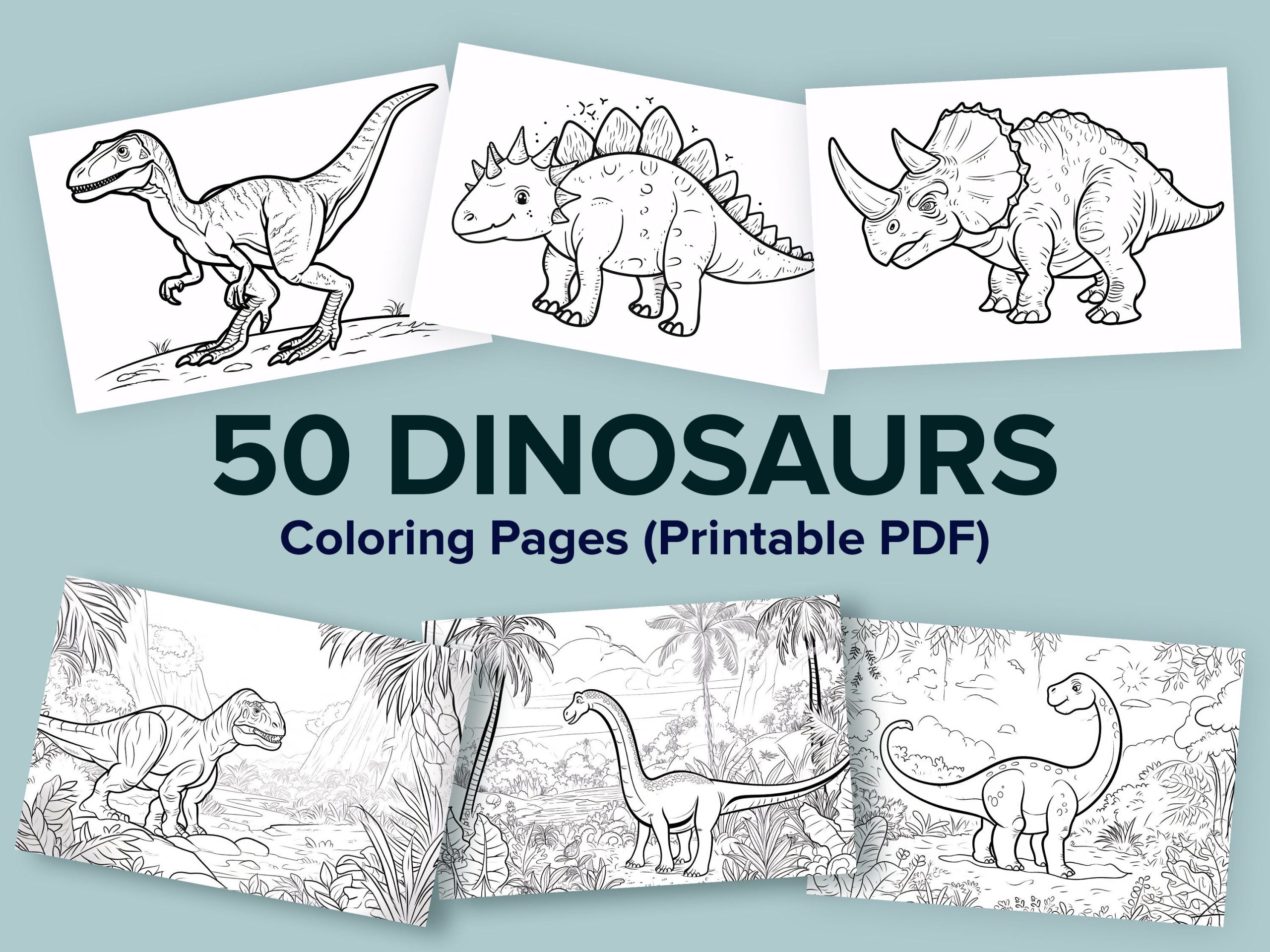50 Dinosaurs Coloring Pages Toddlers Preschoolers for Kids Coloring Book Lineare Coloring Pages Line Art Dinosaurs Printable Sheets PDF - Etsy