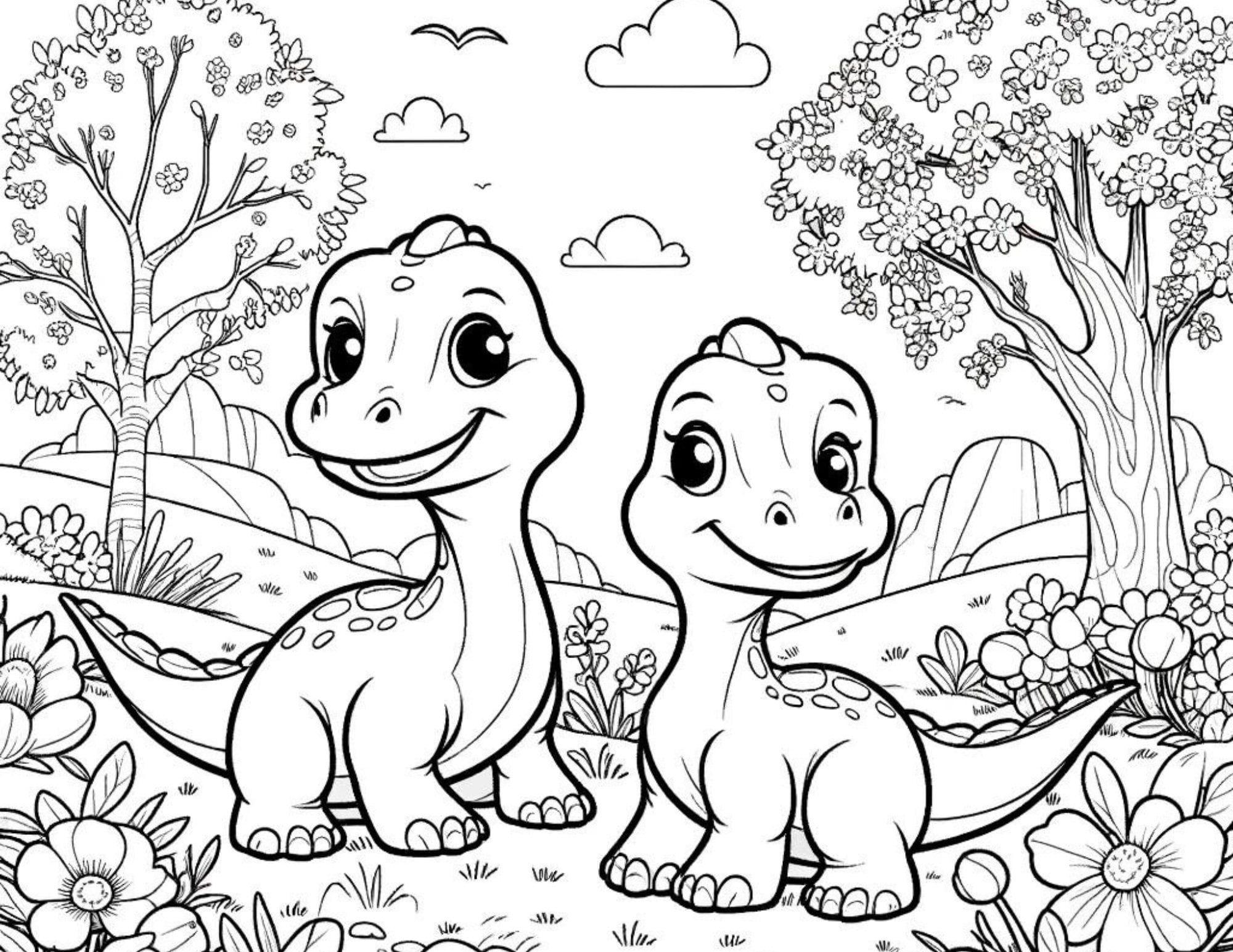 56 Dinosaur Coloring Pages |Book | Kids Ages 4,5,6,7,8,9,10 | Fun Educational Prehistoric Animals | Children Learn Play, Creative Drawing |