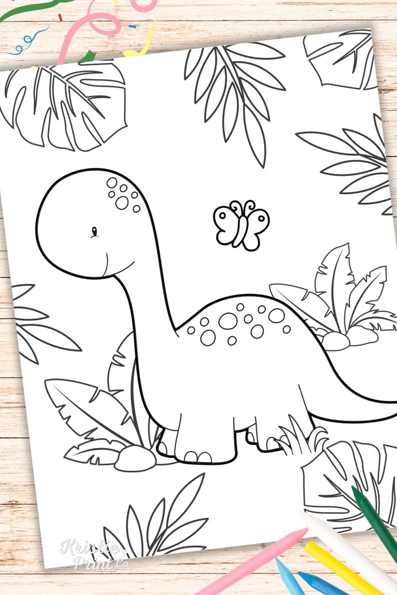 Cute Dinosaur Coloring Pictures Kids Coloring Pages Dinosaur Party Dinosaur Birthday Toddlers Coloring Dino Coloring Prints Kids Activity - Etsy