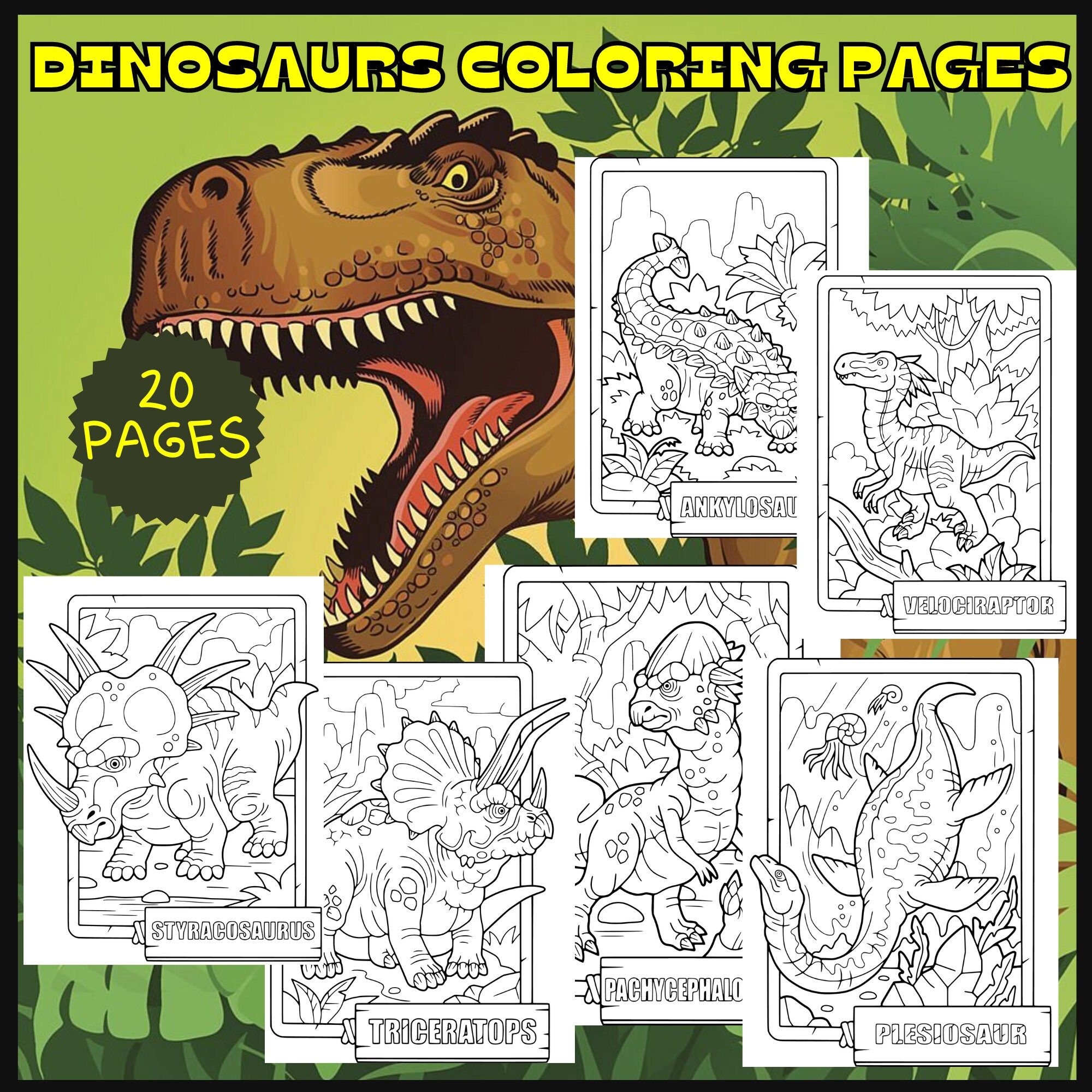 Dinosaur Coloring Pages| Kids Coloring Pages Dinosaur | printable dinosaur coloring pages | Dinosaur Birthday Party Activity| DIGITAL | PDF
