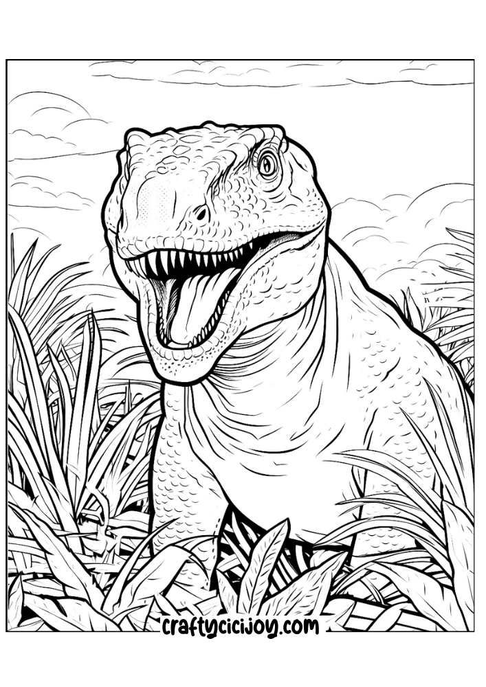Free Aesthetic Dinosaur Coloring Pages For Adults