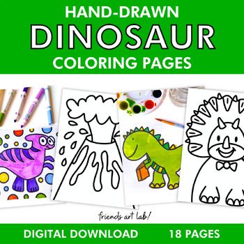Hand-Drawn Dinosaur Coloring Pages (Perfect for Homes/Classrooms)