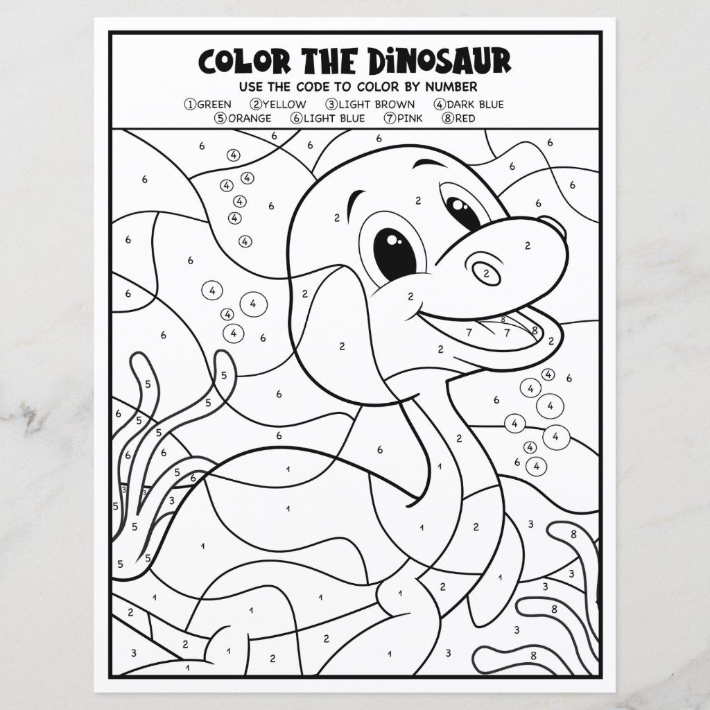 Plesiosaurus Dinosaur Coloring Page By Number