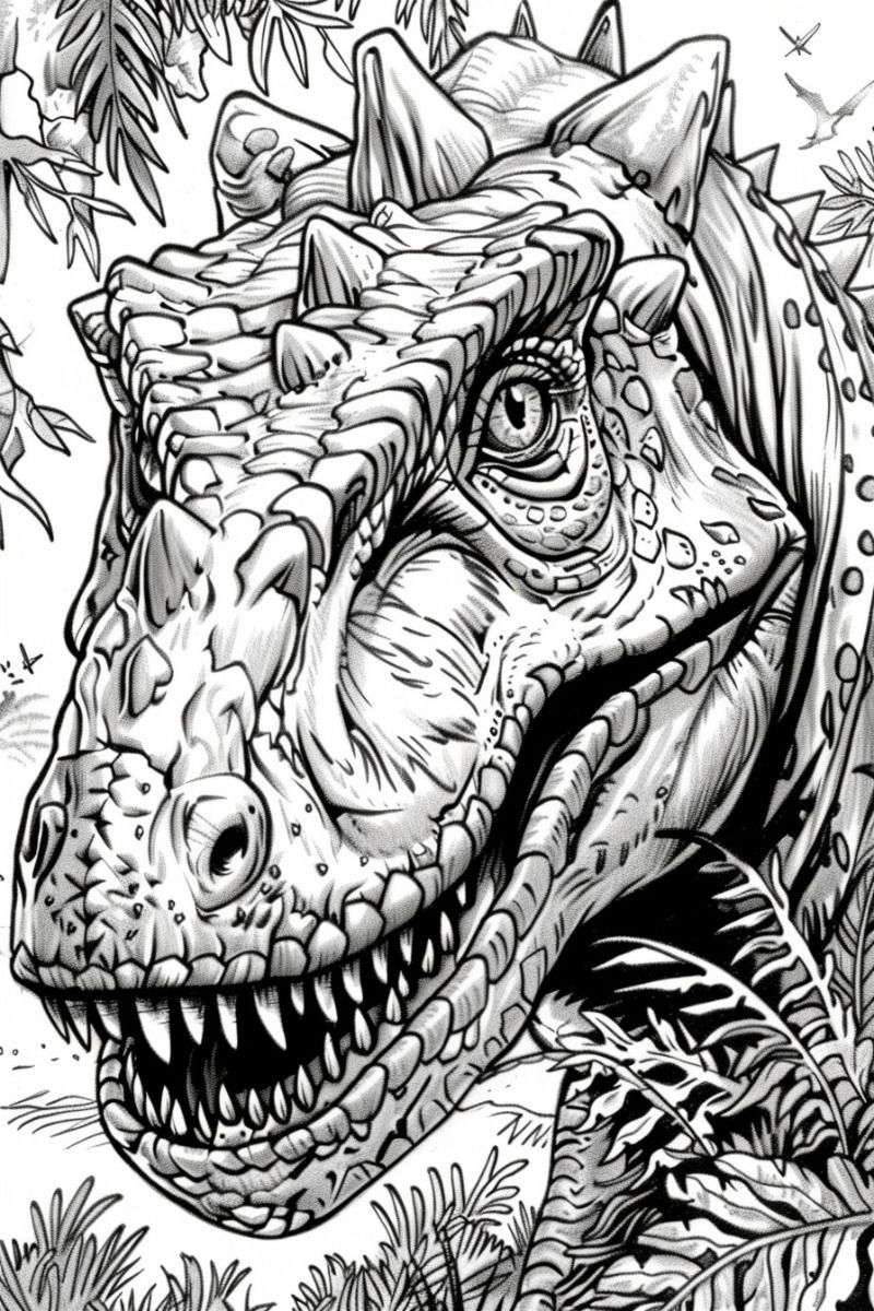 Printable Carnotaurus Coloring Pages sheet for Kids | Storiespub