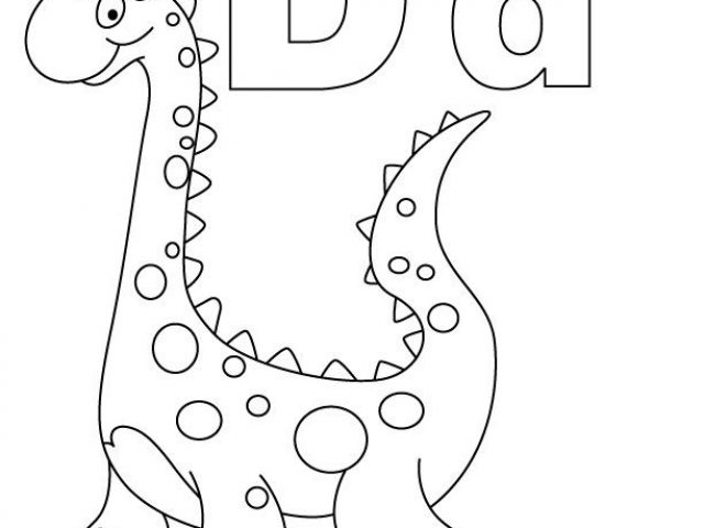 D for dinosaur coloring page with handwriting practice | Download ...